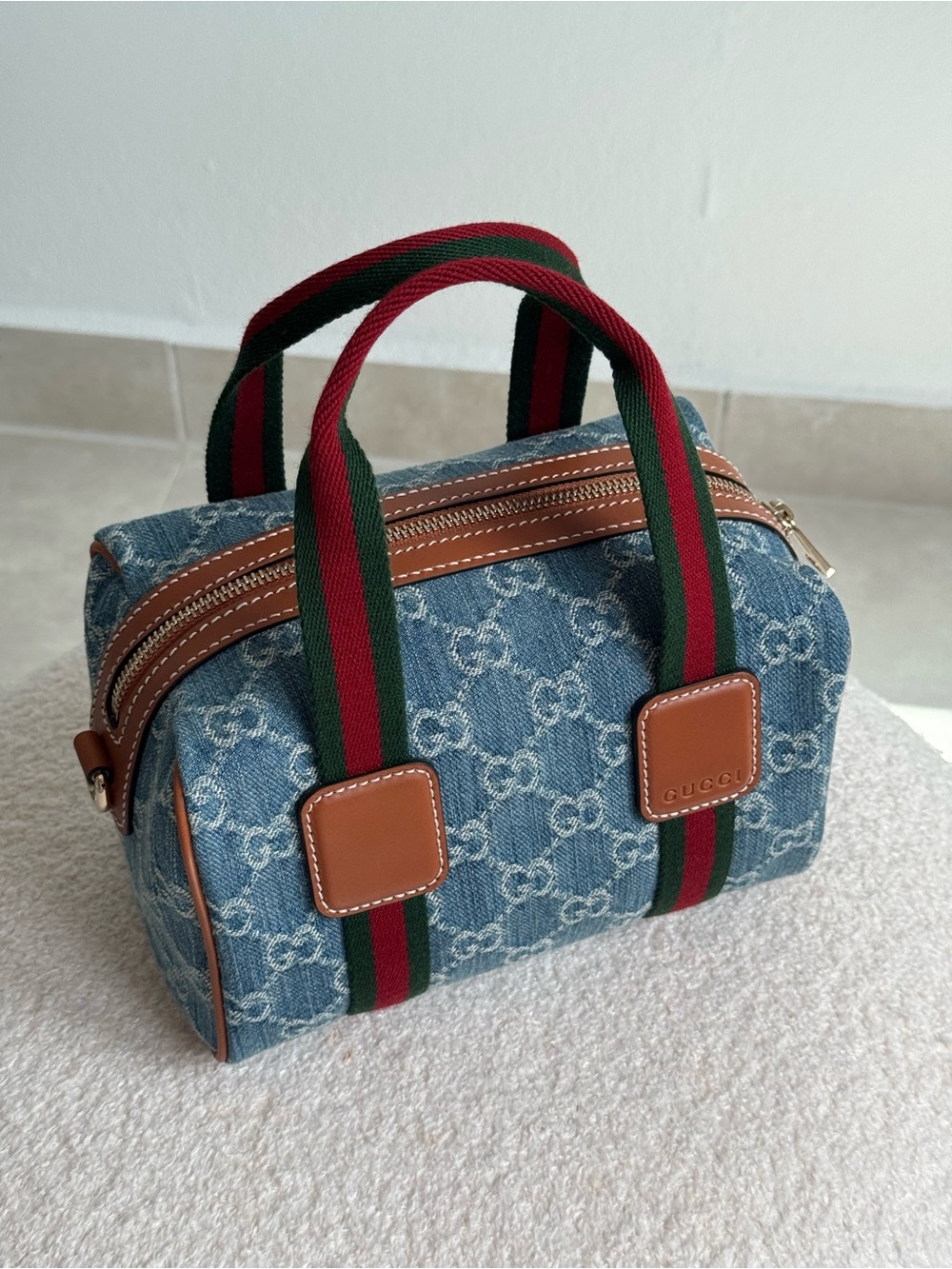 Gucci GG Denim Calfskin Web Mini Bag